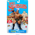 The Rock WWE LJN figure with championship belt in blue retro packaging