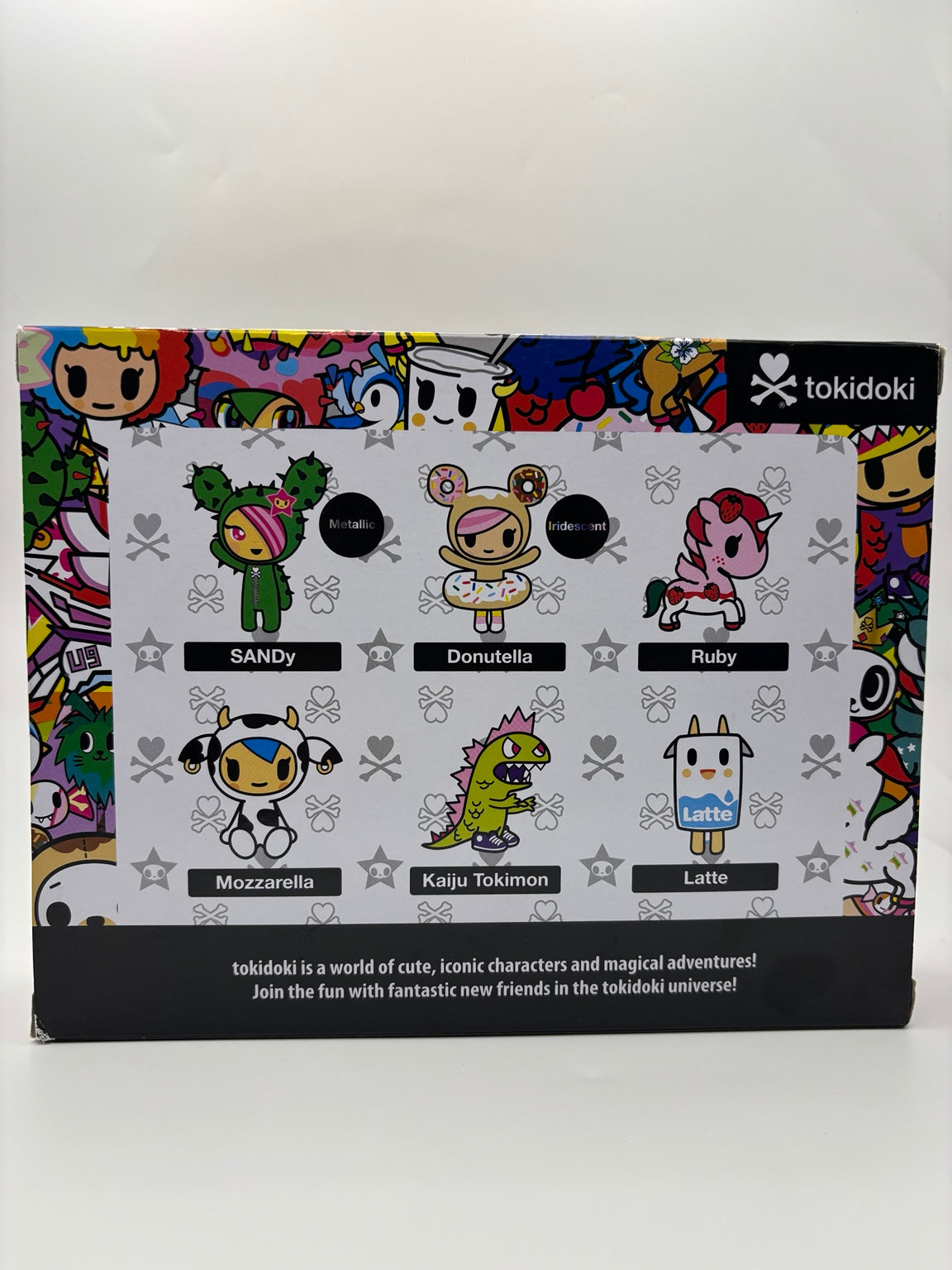 tokidoki six-figure pack box back showing included characters