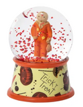 Trick 'r Treat Sam mini snow globe with red flakes and orange-trimmed base