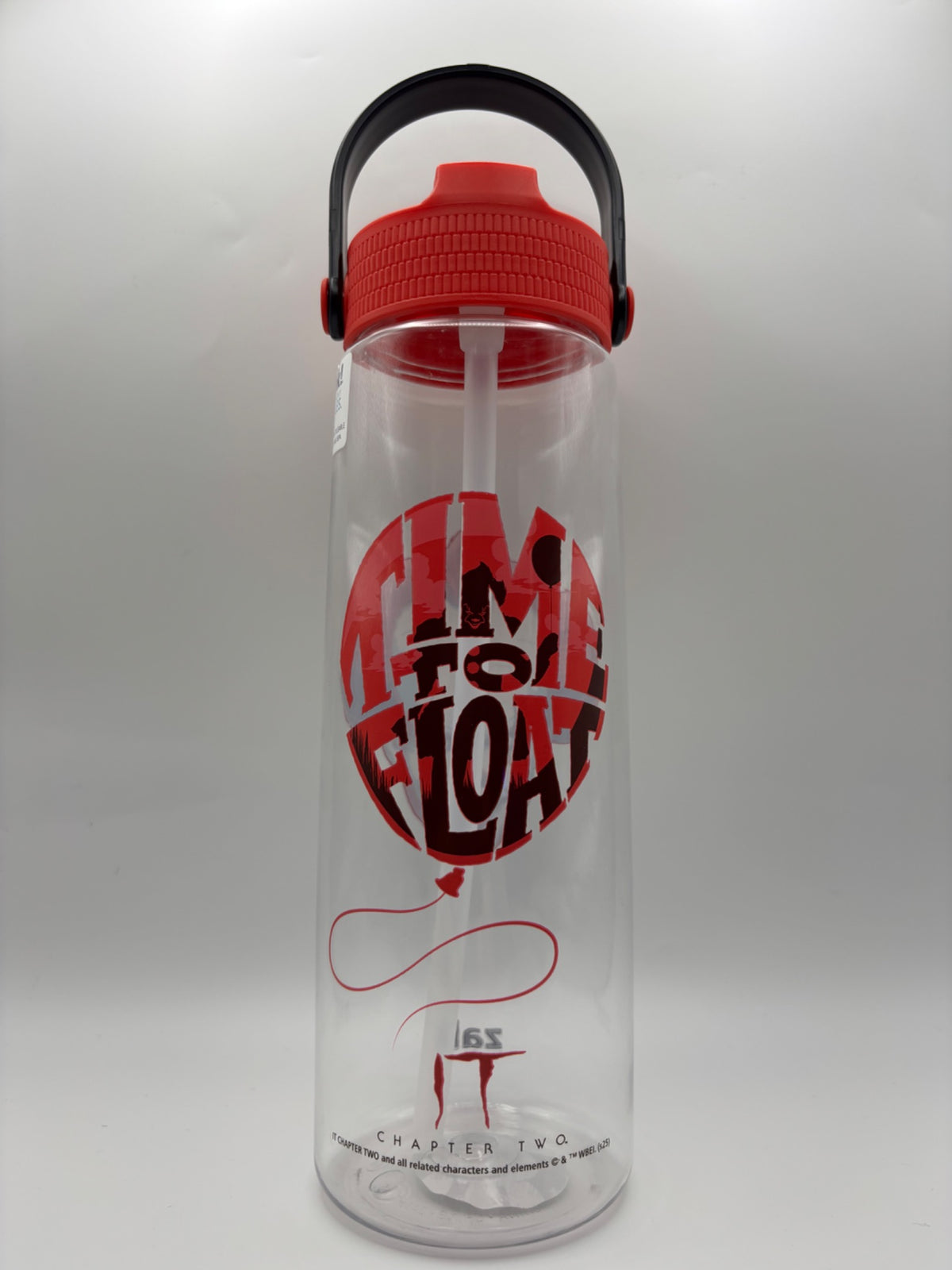 Back of Zak IT Chapter Two Pennywise 30 oz water bottle with Time to Float design